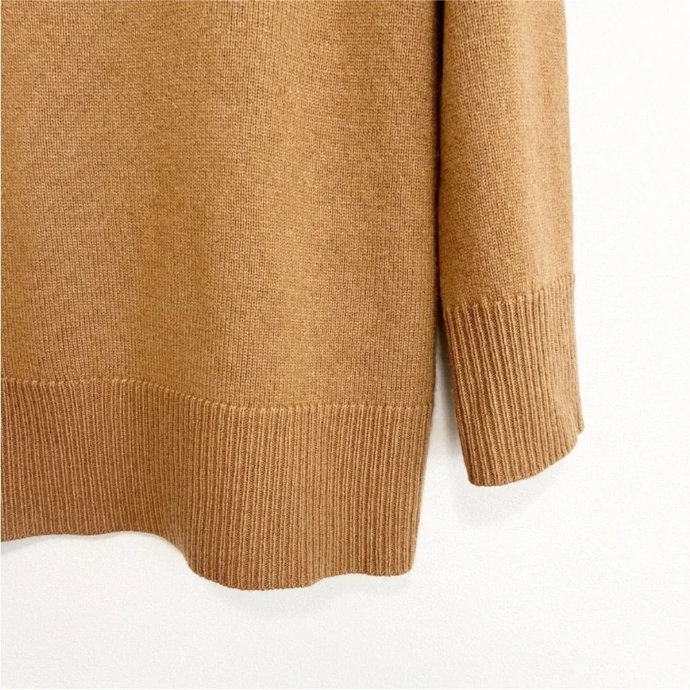 J.Crew Wool Cashmere Blend Oversized Crewneck Sweater Camel Size S Soft Knit